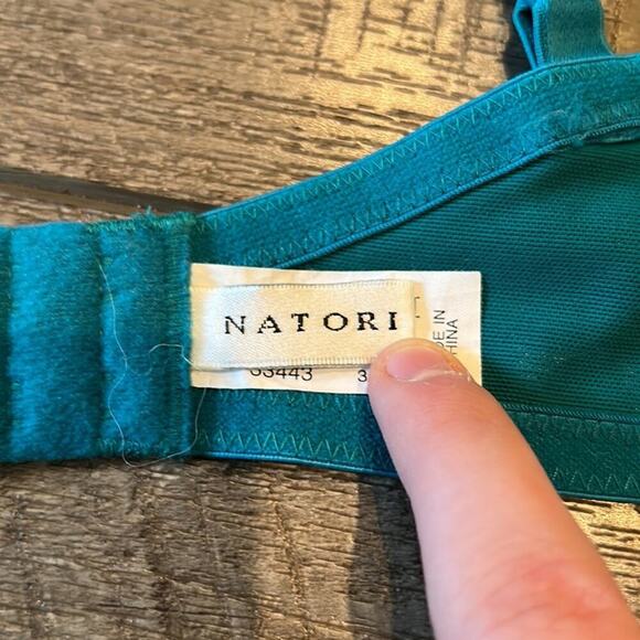 Natori Teal Green Full Coverage Lightly Lined Floral Lace Bra Size 36DD - Picture 7 of 8